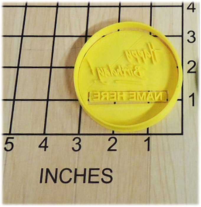 Personalized Happy Birthday Fondant Cookie Cutter and Stamp #1123