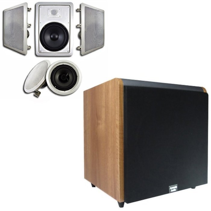 Acoustic Audio HT-85 In-Wall/Ceiling 5.1 Home Theater 8" Speakers and 15" Powered Sub HT-85-HD15M