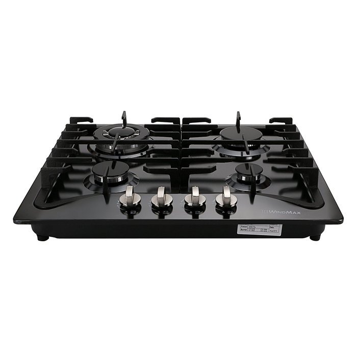 WindMax 23" Black Titanium Stainless Steel 4 Burner Built-In Stoves LPG/NG Gas Cooktops Cooker N7