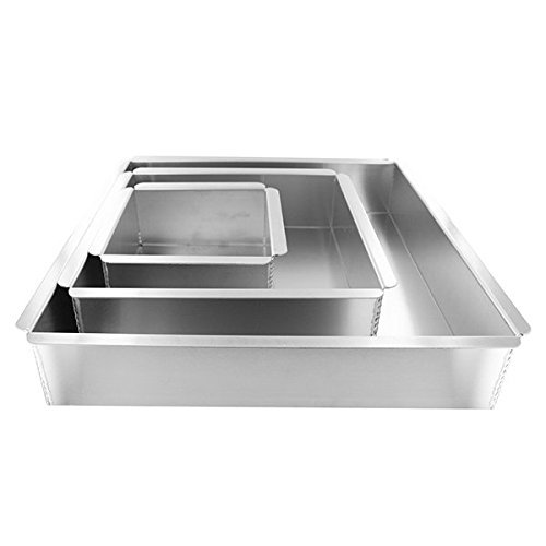 Cake Pan Set of 3, Square 3 Inches (6", 10" 14") by Magic Line N2