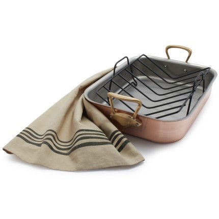 Mauviel M&rsquo;brushed Copper Roasting Pan with Rack 6919.42