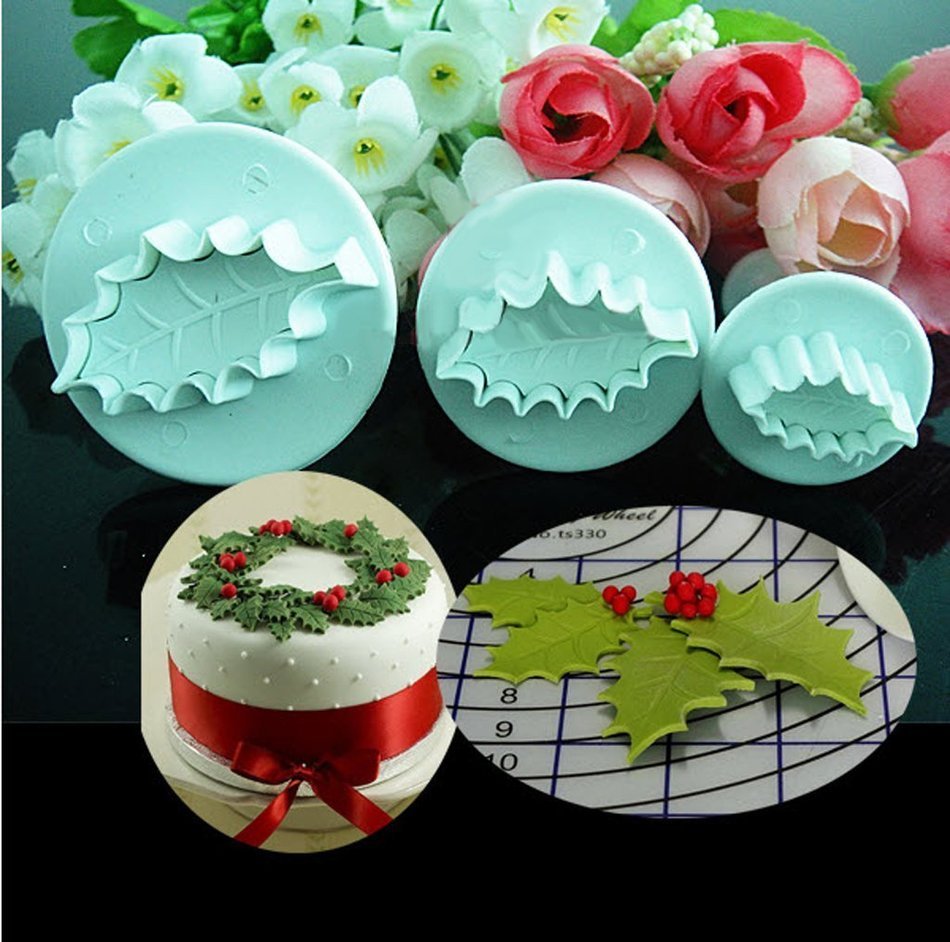 3pcs Fondant Gum Paste Plunger Cutter Maple Leaf