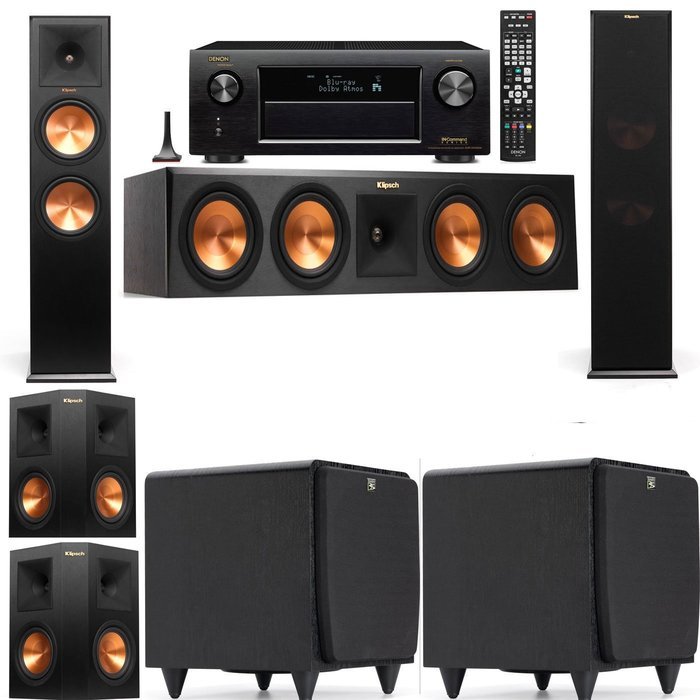 Klipsch RP-280F Tower Speakers-SDS12-5.2-Denon AVR-X4100W
