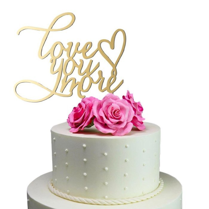 Sugar Yeti Made In USA Wedding Cake Topper Love You More #20 Gold Mirror N17