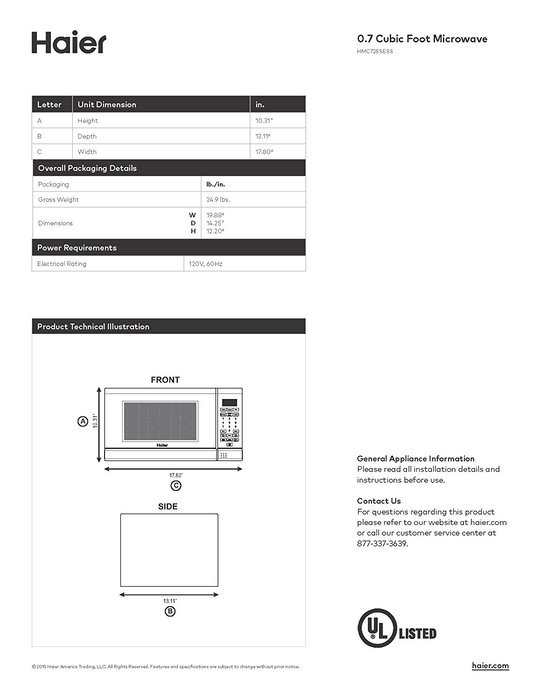 0.7 Cu. Ft. 700 Watt Microwave N7