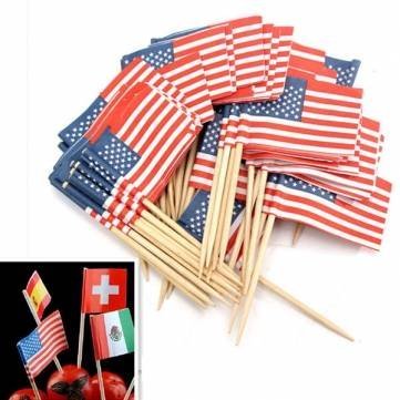 UR Bakeware 50Pcs Birthday Party American USA Flag Cupcake Topper N3