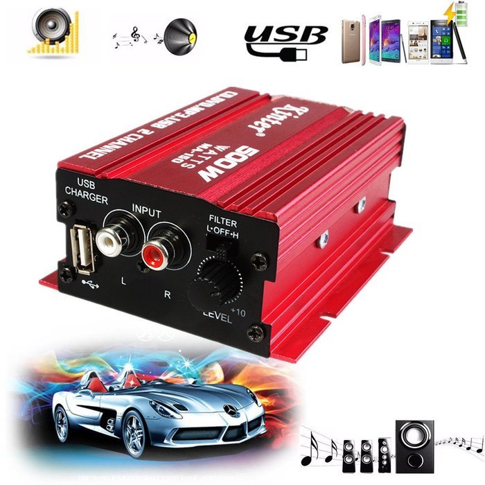 ELEGIANT 500W Mini Hi-Fi 2CH Amplifier Booster Radio MP3 Stereo with ...