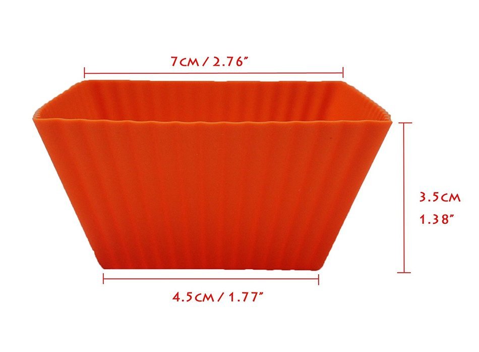 Trustworthy Buy 12-pack Reusable Silicone Square Baking Cups / Cupcake Liners - Orange N5