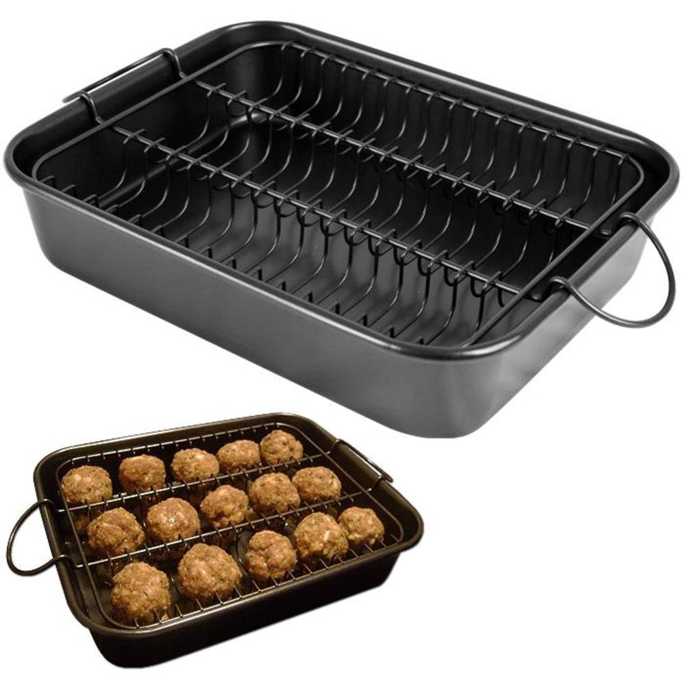 Kitcom Nonstick Roasting Pan With Rack, 16.5x11x2 Inch