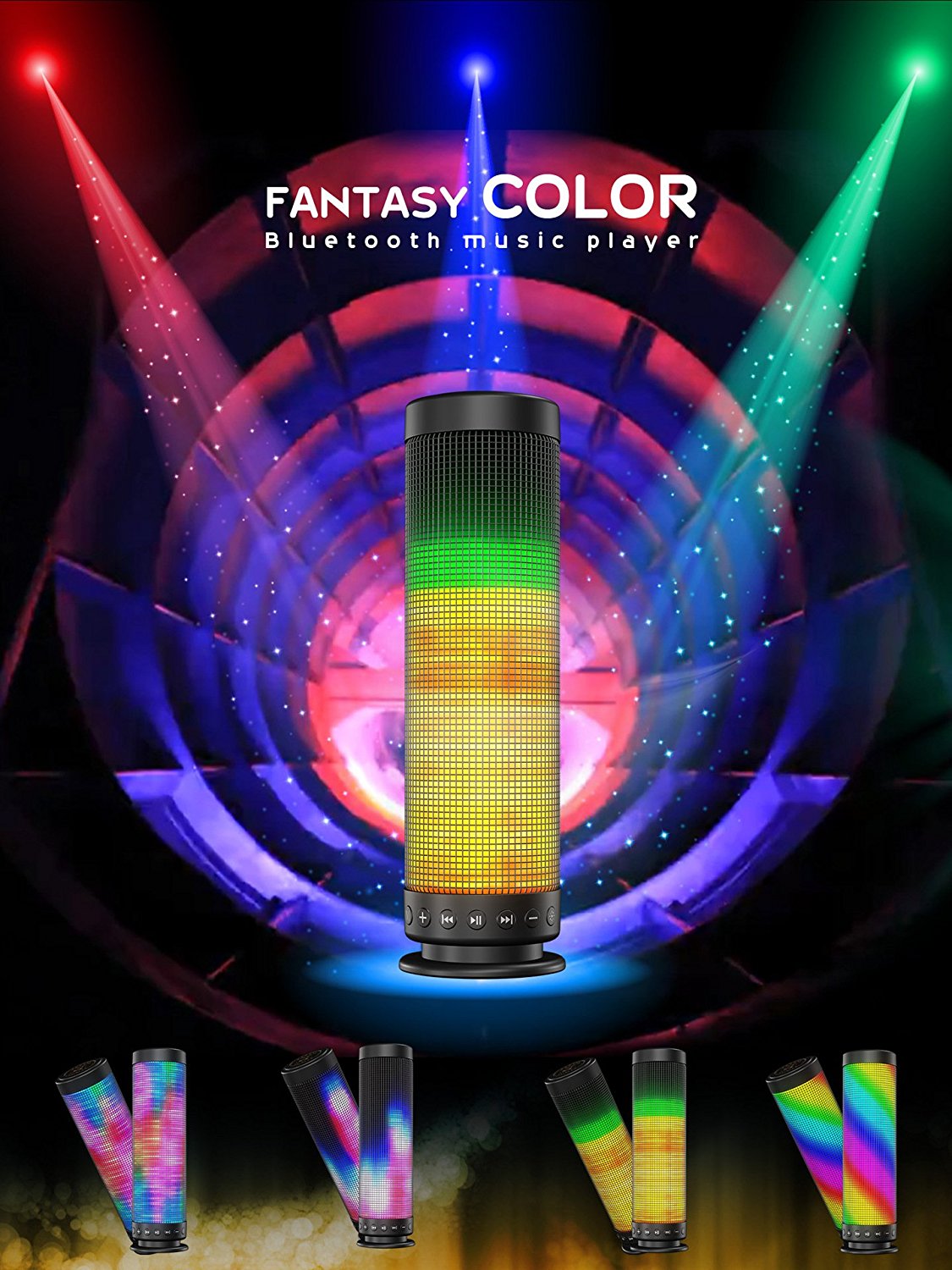 Portable Hi-Fi Wireless Bluetooth 4.0 DSP Speaker with Dazzle LED Light ...