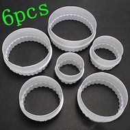 Y&amp;XL&amp;H Plastic 6Pcs Round Scalloped Fluted Reversible Cookie Pastry Biscuit Cake Cutter N3
