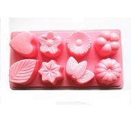 Generic Floral Leaf Silicone Cake Soap Decoration Mold 8 Cavity Pink N2