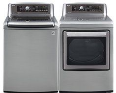 LG Graphite Steel Top Load Laundry Pair with WT5680HVA 27" Washer and DLEX5780VE 27" Electric Dryer