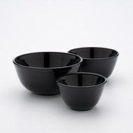 3 Piece Set Black Glass Mixing Nesting Bowls