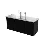 Direct Draw Beer Cooler, 80", three‐section, (3) solid doors, (2) stainless steel draft towers with dual taps,...