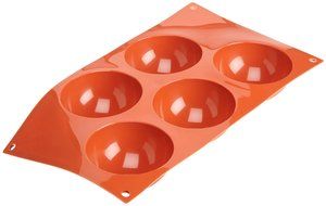 Silikomart Siliconflex Half-Sphere Mold, 4 Oz, 3.15" Diam. x 1.57" Deep, 5 Cavities N2