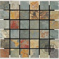 2" x 2" Slate Tumbled Mosaic in California Gold