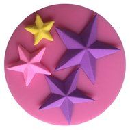LYNCH 4 Size Stars Shapes 3D Silicone Fondant Mold for Wedding Decoration,Pink N4