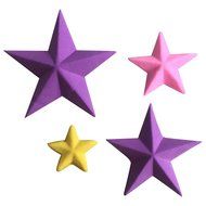 LYNCH 4 Size Stars Shapes 3D Silicone Fondant Mold for Wedding Decoration,Pink N6