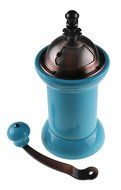 Premium Blue Wood and Metal Manual Coffee Bean Grinder with Screw-In Grounds Container N3