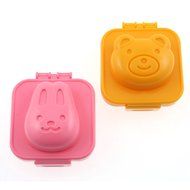 TOOGOO(R) Set of 2 Plastic Orange Bear and Pink Rabbit Rice Sushi Molds