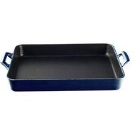 La Cuisine LC 8170 1 Piece Shallow Cast Iron Roasting Pan with Enamel Finish, Ultramarine Blue
