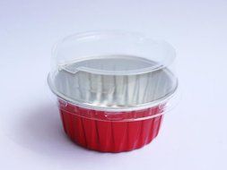 10x Premium Aluminum Baking Cups with Lids for Desserts Pudding Mousse Custard (Red) N4