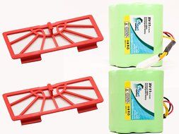 2-Pack Neato 945-004 Battery and Filters - Kit Includes 2 Neato Battery and 2 Filters (3500mAh, 7.2V, NI-MH)