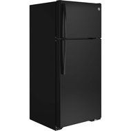 Ge REFRIGERATORS 1029654 15.5 Cu. ft. Top Freezer Refrigerator, Black, Reversible Door Swing