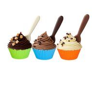 Popular Elements Silicone Baking Cups / Set of 12 Cupcake Liners Dynamic Colors Muffin Molds. N5