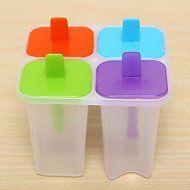 Sher DIY Ice Cream Frozen 4Pcs Popsicle Maker Mold Icepop Block Icy Pole Lolly Set N3