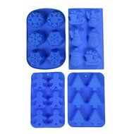 IHOMECOOKER 4PC Silicone Christmas Baking Mold Set Christmas Tree Snowflakes Snowman Cake Mold Set N3