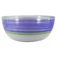 Golden Hill Studio 11" Serving Salad Bowl Hand Painted in the USA by American Artists-Retro Cottage Stripe Orange... N7