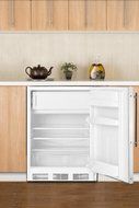 Summit CT66JBIFRADA: ADA compliant built-in refrigerator-freezer with white cabinet and stainless steel door frame... N2