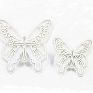 Sher 2Pcs/set Butterfly Shape Fondant Cake Decorating Plastic Cutter Embossing Cake Mould Sugarcraft Plunger Decor... N3