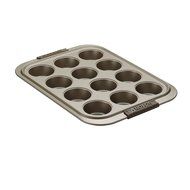 Anolon 12 Cup Advanced Bronze Nonstick Bakeware Muffin Pan with Silicone Grips, Brown N4