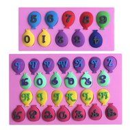 FLY 2PCS/Set Balloon Shape Fondant Silicone Cake Mold,Pink N3