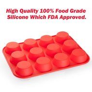 Samuelwrold Silicone Nonstick 12 Cups Muffin Pan/ Cupcake tray/ Cake Baking Mold BPA Free- Easy Clean Dishwasher... N3