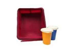 1 Silicone Square Lasagne Cake Pan - Color Red or Red Wine + Free Tupperware Bell Tumbler 2pcs N2