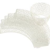 Sorive &reg; White Cupcake Wrappers 100 Filigree Artistic Bake Cake Paper Cups Little Vine Lace Laser Cut Cupcake...