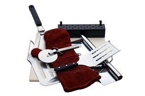 Pacific Living Premium 8-Piece Outdoor Pizza Stone Kit with Smoker Box for Grills or Ovens N4