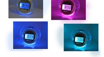 Surborder Shop Colorful Glowing 7 Led Colors Changing Digital Alarm Clock with Time &amp; Date &amp; Temperature Display N9