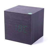 CFHKStore 1Pcs DC 5V USB power supply Batteries Wood Clock Black wood Green led