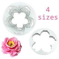 Anyana 4pcs Peony Petal Mold Flowers Sugarcraft Cake Decorating Cutter Various Sizes N3