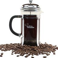#1 French Press &ndash; Free Recipe E-BOOK - 8 cup/4 mug 34oz. Press for Coffee &amp; Tea, Chrome Finish Frame and Lid,... N2
