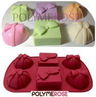 Polymerose 6 Cavity Silicone GIFTS Mold Pan for Cupcakes, Desserts, Jello, and for Crafts N2