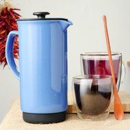 Ceramic French Press Coffee Press + Bonus Wooden Spoon (Carrot, 32 oz) N5