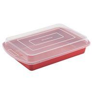 SilverStone Hybrid Ceramic Nonstick Bakeware Covered Cake Pan, 9 by 13-Inch, Chili Red by Meyer