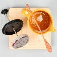 Ceramic French Press Coffee Press + Bonus Wooden Spoon (Carrot, 32 oz) N9