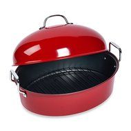 Tabletops Unlimited&reg; High Dome Nonstick Steel Roaster with Roasting Rack in Red